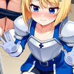 【エロ画像】金髪ボブ貧乳騎士×ガラスお尻押し付け_AI_アニメエロ画像