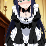 【エロ画像】青髪ロング貧乳ゴシック×メイド服_AI_アニメエロ画像