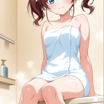 【エロ画像】茶髪ロールツインテール細身×お風呂・入浴_AI_アニメエロ画像
