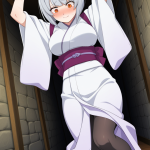 【エロ画像】グレー髪外ハネボブ巨乳×縛り・拘束_AI_アニメエロ画像