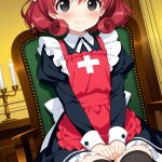【エロ画像】赤髪セミロング小柄×メイド服_AI_アニメエロ画像