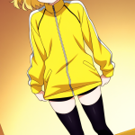 【エロ画像】金髪セミロング貧乳長身×ニーソ・絶対領域_AI_アニメエロ画像