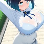 【エロ画像】青グラデボブむっちり×巨乳・爆乳_AI_アニメエロ画像