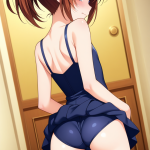 【エロ画像】茶髪ポニーテールロリ体型×バック・後背位_AI_アニメエロ画像