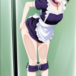 【エロ画像】紫髪ボブ巨乳悪魔メイド×ガラスお尻押し付け_AI_アニメエロ画像