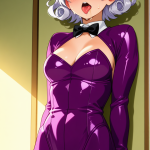 【エロ画像】ピンク髪くせ毛ショート筋肉質×アヘ顔・イキ顔_AI_アニメエロ画像