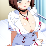 【エロ画像】茶髪ボブグラマラス×ナース服_AI_アニメエロ画像