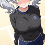 【エロ画像】グレーツインテール巨乳×体操服・ブルマ_AI_アニメエロ画像