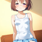 【エロ画像】茶髪ショート貧乳小柄×ニーソ・絶対領域_AI_アニメエロ画像