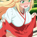 【エロ画像】金髪ハーフアップ巨乳×野外露出_AI_アニメエロ画像