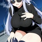 【エロ画像】銀髪セミロング巨乳むっちり×美少女エロ_AI_アニメエロ画像