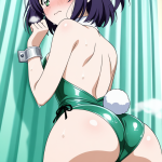 【エロ画像】紫髪ショート長身スレンダー×おしっこ・放尿_AI_アニメエロ画像