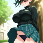 【エロ画像】グラデーション刈り上げショート×野外露出_AI_アニメエロ画像