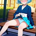 【エロ画像】水色ショートむっちり小柄×野外露出_AI_アニメエロ画像