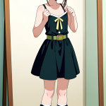 【エロ画像】ライムグリーンハーフアップロリ×鏡越し_AI_アニメエロ画像