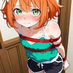 【エロ画像】オレンジセミロング貧乳小柄×縛り・拘束_AI_アニメエロ画像
