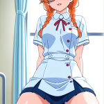 【エロ画像】オレンジ髪三つ編み細身長身×ナース服_AI_アニメエロ画像