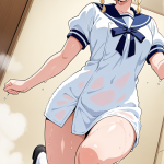 【エロ画像】金髪三つ編み筋肉質×お風呂・入浴_AI_アニメエロ画像