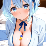 【エロ画像】青髪アップ巨乳むっちり×パイズリ_AI_アニメエロ画像