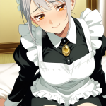 【エロ画像】グレー髪アップスタイルスレンダ×美少女エロ_AI_アニメエロ画像