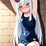 【エロ画像】白髪ロングストレート貧乳×縛り・拘束_AI_アニメエロ画像