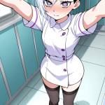 【エロ画像】白髪刈り上げショート細身×ナース服_AI_アニメエロ画像