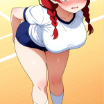 【エロ画像】赤髪ツインおさげ巨乳むっちり×体操服・ブルマ_AI_アニメエロ画像