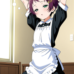 【エロ画像】紫髪刈り上げショートロリ×寝起き・パジャマ_AI_アニメエロ画像