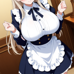 【エロ画像】プラチナセミロング細身眼鏡×巨乳・爆乳_AI_アニメエロ画像