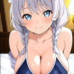 【エロ画像】グレーツインおさげ巨乳×パイズリ_AI_アニメエロ画像