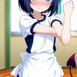 【エロ画像】水色サイドテールむっちり×体操服・ブルマ_AI_アニメエロ画像