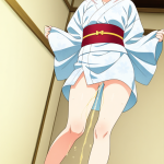 【エロ画像】ピンク髪ポニーテール貧乳×おしっこ・放尿_AI_アニメエロ画像