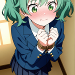 【エロ画像】茶髪ツインテール長身スレンダー×手縛り・拘束_AI_アニメエロ画像