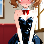 【エロ画像】茶髪ロールツインテール貧乳×ニーソ・絶対領域_AI_アニメエロ画像