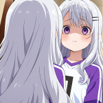 【エロ画像】黒髪ウェーブロリ体型×鏡越し_AI_アニメエロ画像