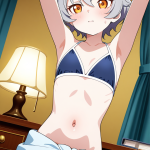 【エロ画像】グレー髪くせ毛ショート貧乳長身×貧乳・微乳_AI_アニメエロ画像