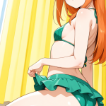 【エロ画像】オレンジセミロング貧乳小柄×バック・後背位_AI_アニメエロ画像