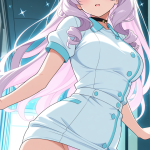 【エロ画像】水色セミロングむっちりナース×バック・後背位_AI_アニメエロ画像