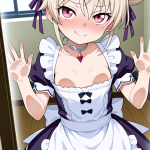【エロ画像】プラチナ団子ロリ体型×ガラスおっぱい押し付け_AI_アニメエロ画像