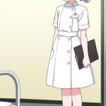 【エロ画像】紫髪ポニーテール貧乳×ナース服_AI_アニメエロ画像