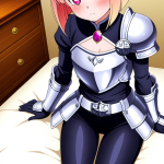【エロ画像】黒青グラデボブ長身貧乳×貧乳・微乳_AI_アニメエロ画像
