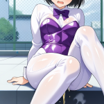 【エロ画像】白髪くせ毛ショート筋肉質×おしっこ・放尿_AI_アニメエロ画像