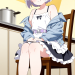 【エロ画像】白髪ショートウェーブむっちり×メイド服_AI_アニメエロ画像