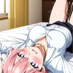 【エロ画像】桜色刈り上げショート筋肉質×潮吹き_AI_アニメエロ画像