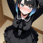 【エロ画像】青グラデーションボブグラマラス×手縛り・拘束_AI_アニメエロ画像