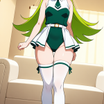【エロ画像】緑髪ロングむっちり体操着×ニーソ・絶対領域_AI_アニメエロ画像
