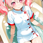 【エロ画像】ピンク髪ロールツインテールむっ×お風呂・入浴_AI_アニメエロ画像