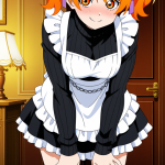 【エロ画像】紫髪ロールツインテール筋肉質×メイド服_AI_アニメエロ画像