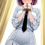 【エロ画像】グラデーションサイドテール爆乳×手縛り・拘束_AI_アニメエロ画像