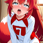 【エロ画像】赤髪ハイポニーテールロリ×アヘ顔・イキ顔_AI_アニメエロ画像